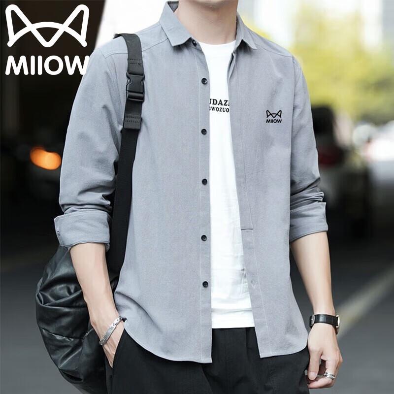 MaoRen Men s Long-Sleeve Casual Workwear Shirt XL