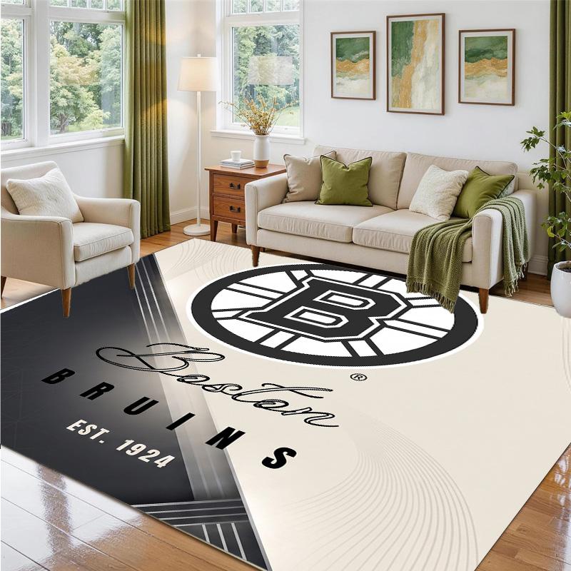 Boston Bruins Design Crystal Velvet Rug Soft Decorative Mat for Bedroom Entrance