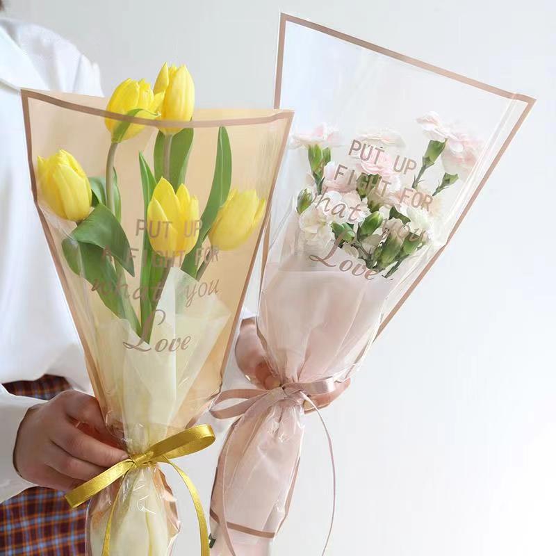 20/30/50Pcs Colorful Flower Wrappers Transparent Bag For Bouquet Flower Wrapper Waterproof Diy Gift Flower Decoration