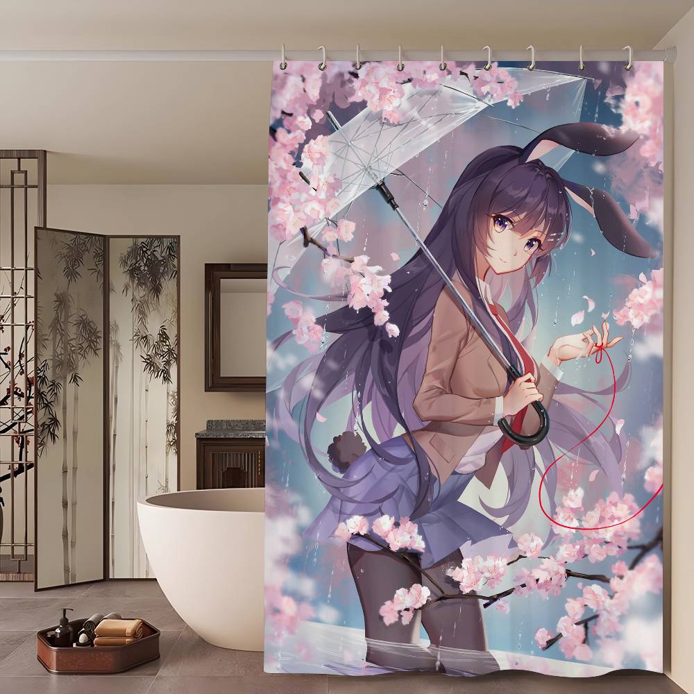 Anime Mai Sakurajima Shower Curtain - Water-Repellent And Leak-Resistant, Mold And Mildew Resistant For