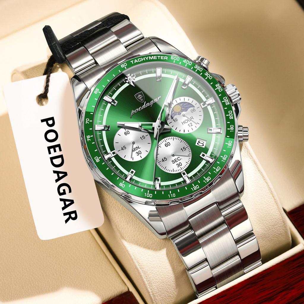 Watch Multi-Function Steel Belt Waterproof Quartz Watch Men'S Watch Luminous
