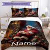 3pcs Custom Name Christmas Santa Claus Bedding Set Duvet Cover Closure Includes 1 Duvet Cover & 2 Pillowcases, Soft and Comfortable for All Seasons.