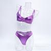 Womens Sheer Satin Lace Bra Set With Full Coverage Support Thin Molded Cup Adjustable Straps Plus Size Available