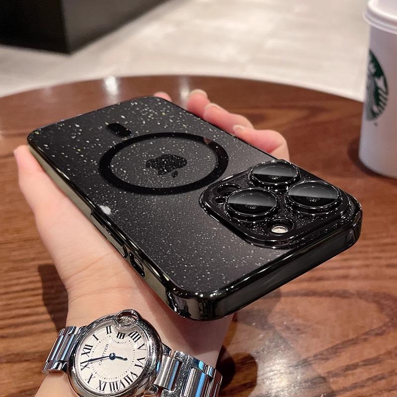 Galvanisieren Sternenhimmel Blitzpulver Geeignet für IPhone15promax Handyhülle Transparent Apple 16 Magnetische Saugkraft Vollständige Abdeckung Anti-Fall