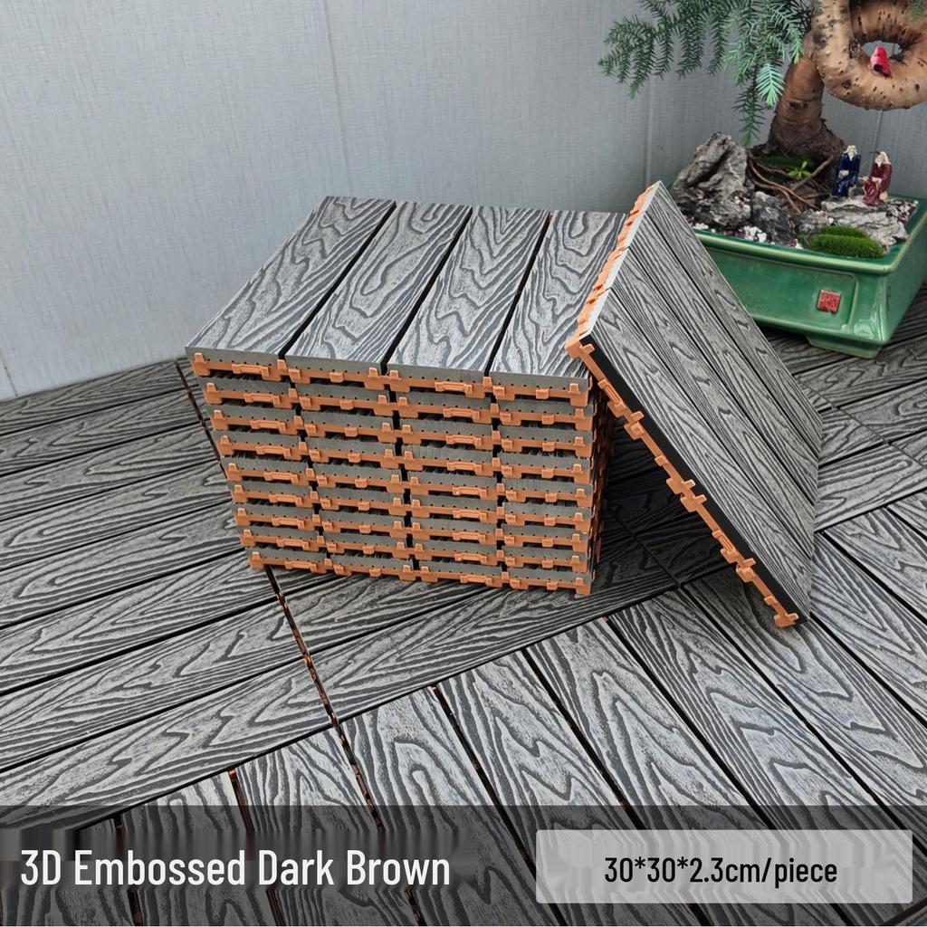 Wasserdichte, wartungsfreie WPC-Terrassendielen für Terrassen, Gärten und Balkone - Selbstverlegend und korrosionsbeständig