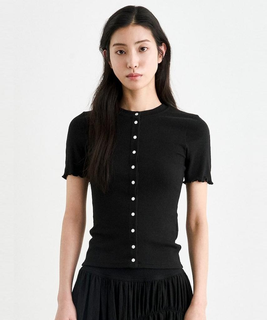 Anggae Jersey Short Sleeve Cardigan Black