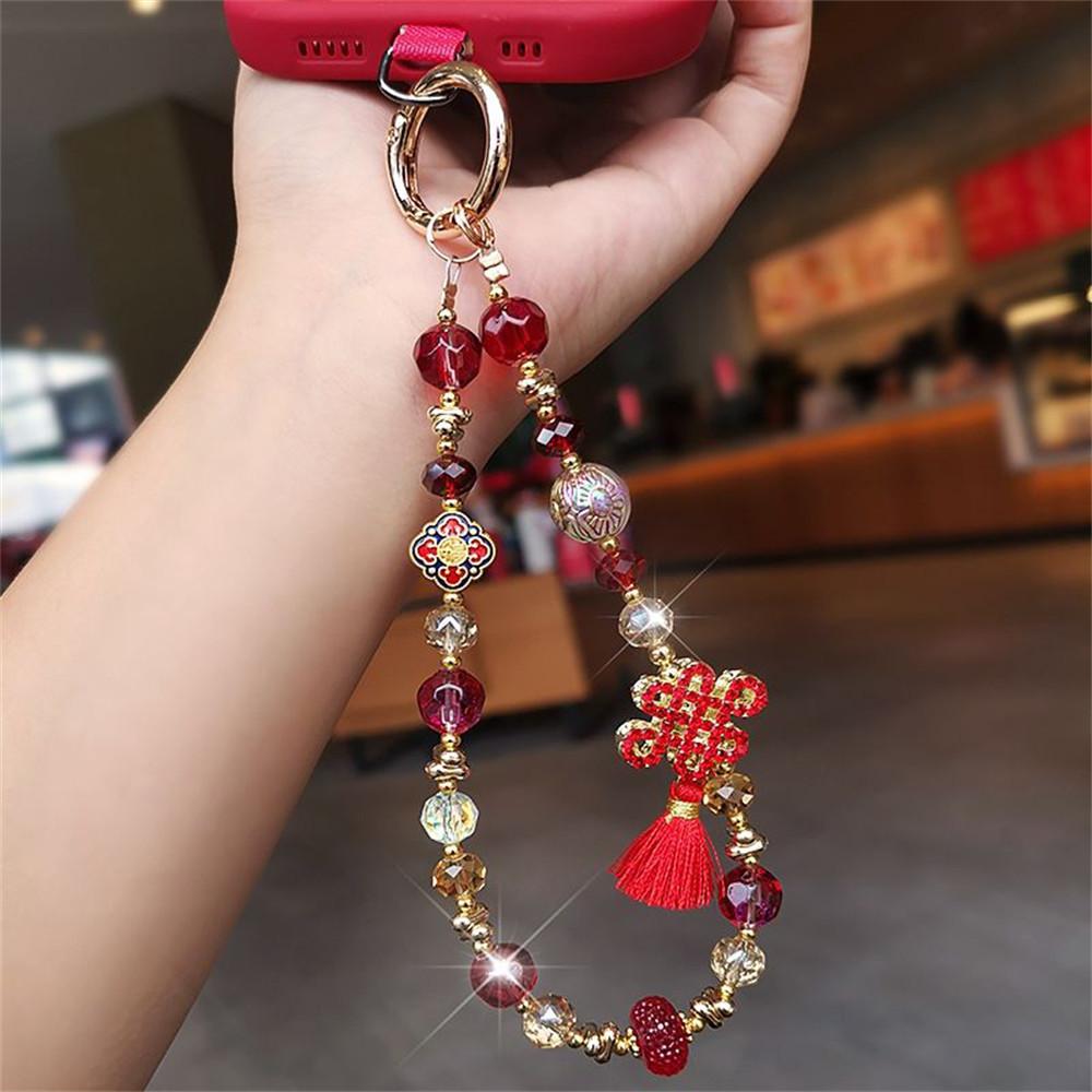 

Knot Phone Lanyard Strap 26cm Length Phone Wristlet Accessory with Tether Tab Pink