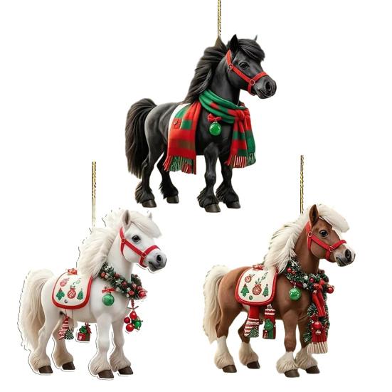 

Лошадь Рождественское украшение 2D Акриловые Лошадь Рождественские украшения для елки Конные подарки для женщин девушек Любителей лошадей D