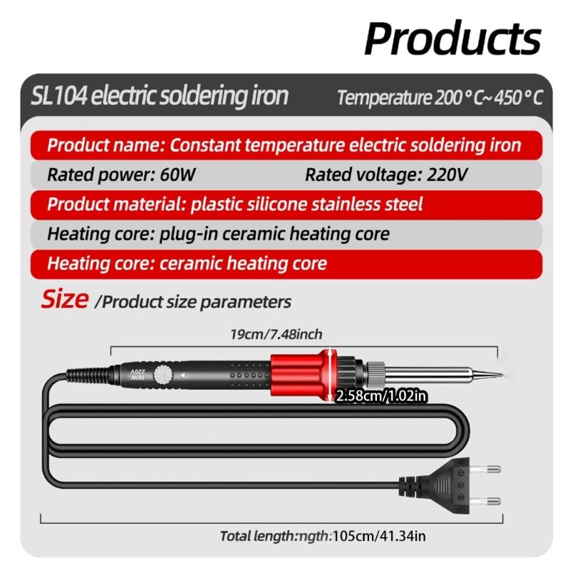 Precise SL104 Soldering Iron Set Welding Tool Adjust Temperature 200-450℃ Fast Heating Fine Soldering Crafting Tool