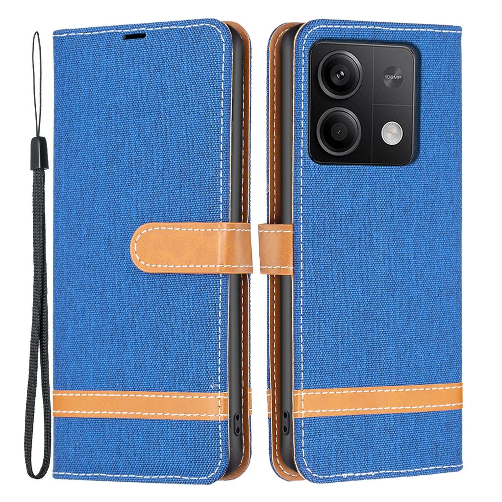 For Xiaomi Redmi Note 13 5G Leather Phone Case Wallet Cover Jeans Cloth Splicing