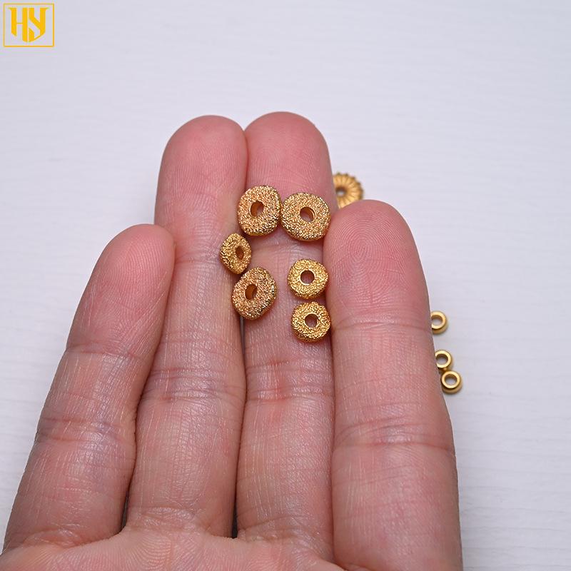 24K Gold Color Sunflower Polka Dot Flat Spacer Beads for DIY Jewelry.