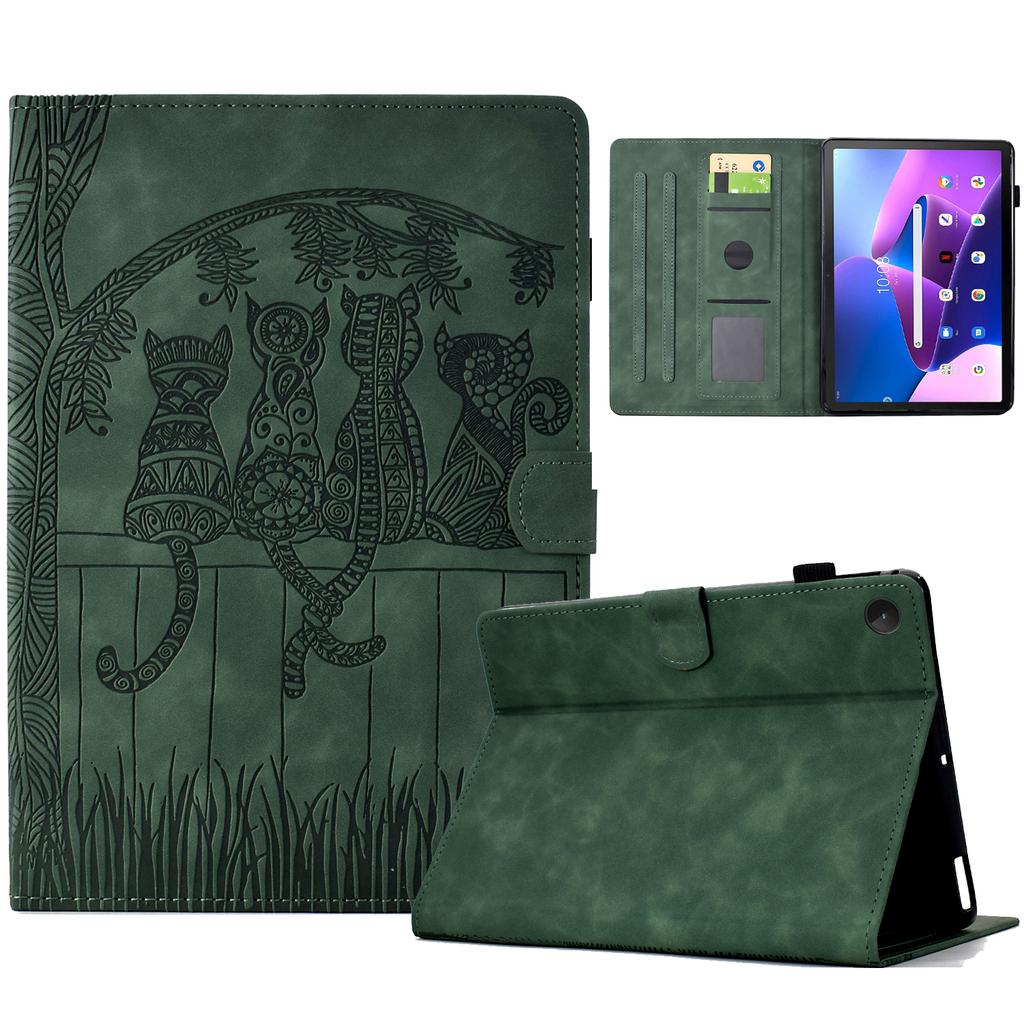 For Lenovo Tab M10 (Gen 3) Case Cats Imprinted PU Leather Card Slots Tablet Cover
