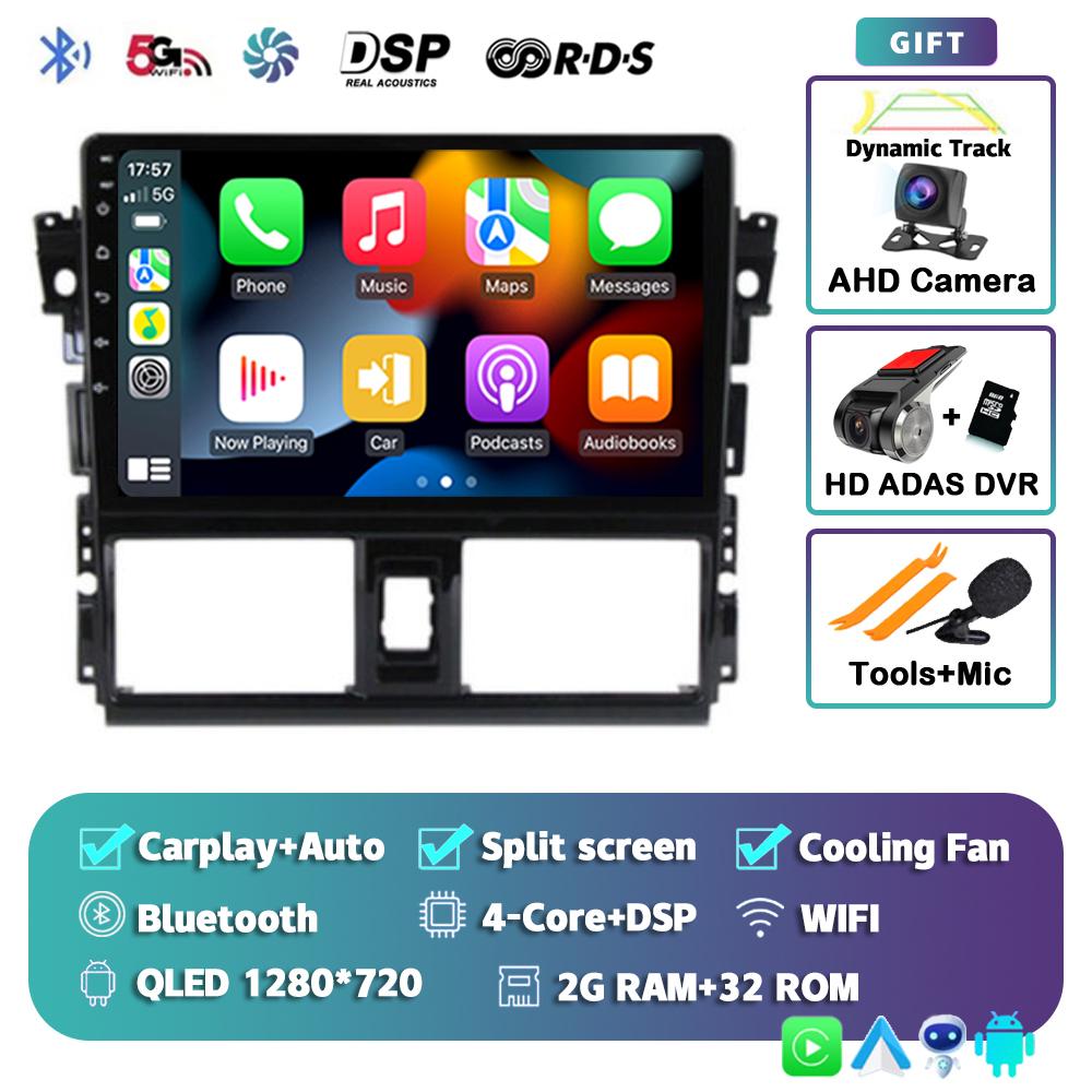Android 14 Carplay Auto Car Radio For Toyota Vios Yaris 2013 2014 2015 2016 Multimedia Video Player GPS Navigation 2din Stereo