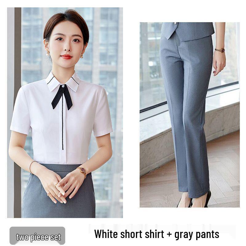 Women's Short Sleeve White Shirt for Work and Interviews - New Spring Arrival