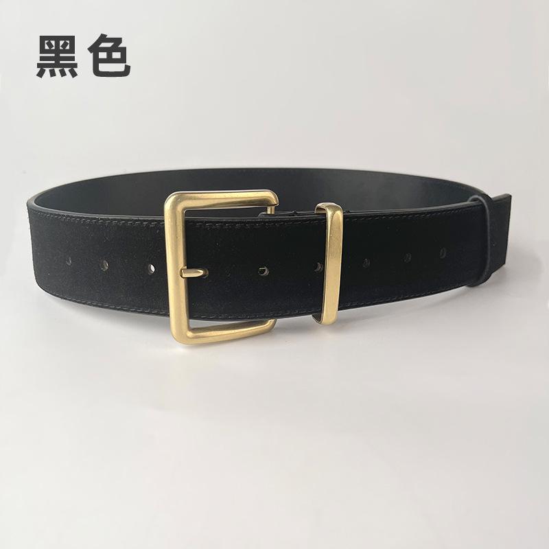 

Ремень женский из замшевой матовой кожи, коровья кожа с отделкой в виде пальто, женский сверхширокий высококачественный ремень 105cm with Buckle