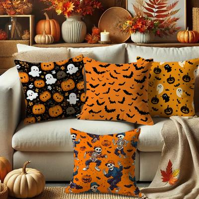 Halloween-themed Pumpkin & Ghost PillowsSuitable for Sofa Car Bedroom Decorative Cushion Cover Pillow Cover