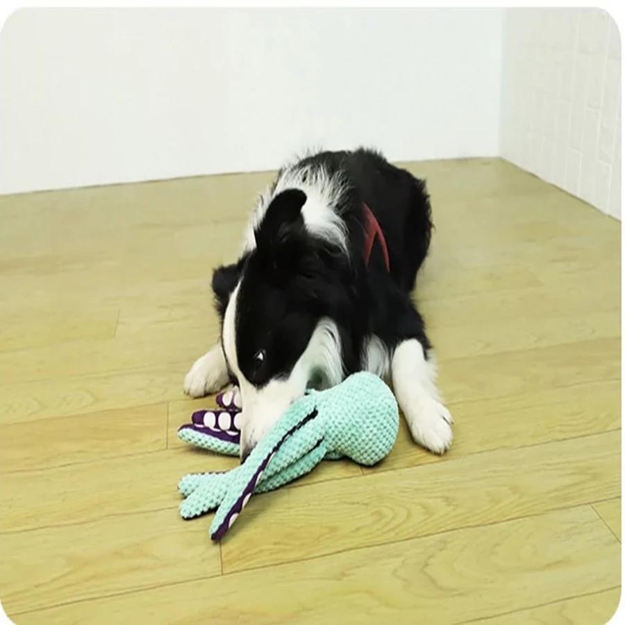Husdjurs plyschbläckfiskleksak interaktiv ljud anti-rivning hem stor och liten hund tristesskompis hundleksak