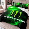 Monster Energy 3-teiliges Bettwäsche-Set Bettbezug mit zwei Kissenbezügen für Schlafzimmer Heimdekoration