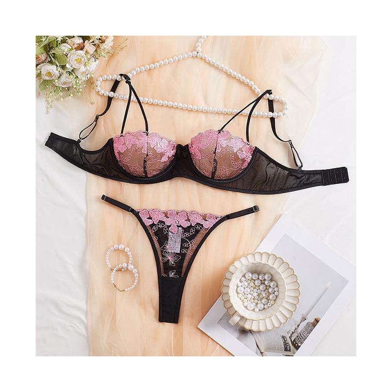 Сексуальный комплект нижнего белья кружевной женский розовый сексуальное белье женский дышащий собирающий сексуальный комплект бюстгальтера S розовый