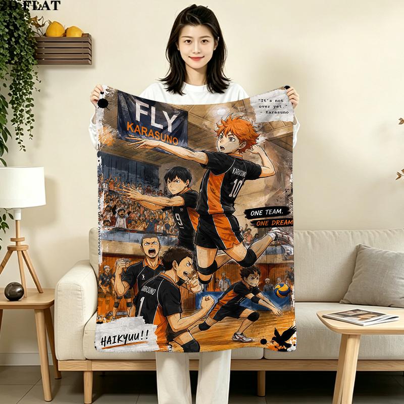 Haikyu Anime Print Flannel Blanket High Quality Warm Comfortable Cover for All Seasons Perfect for Gifts Home Decor