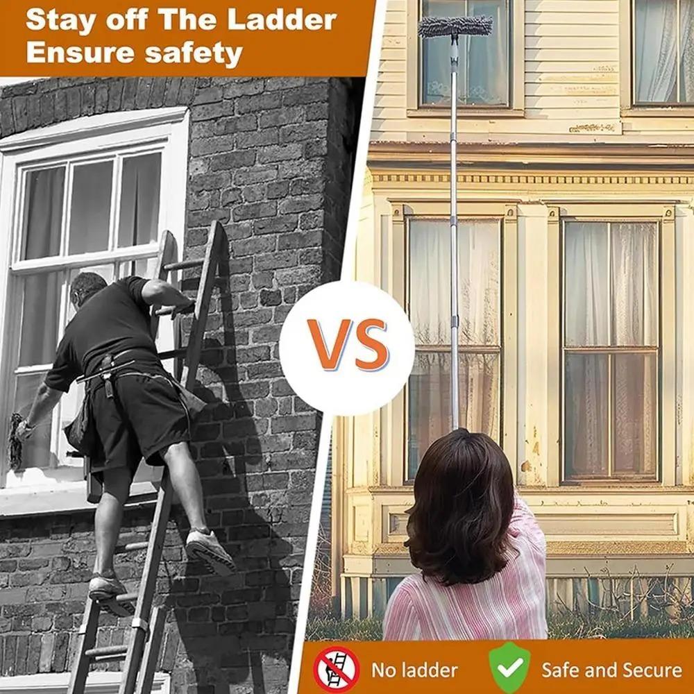 Long Duster Window Cleaning Squeegee 2 In 1 Washing Window Washing Kit  For Indoor Outdoor Mirror
