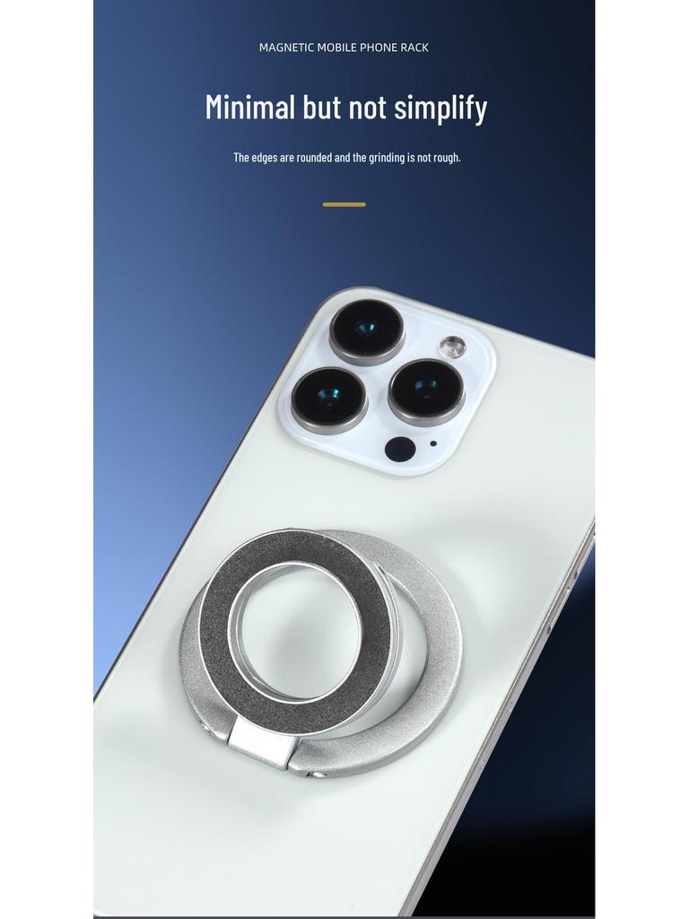 Magnetic Phone Holder and Case with Double Ring and Dual-Sided Metal Stand for Desktop and Car Mounting