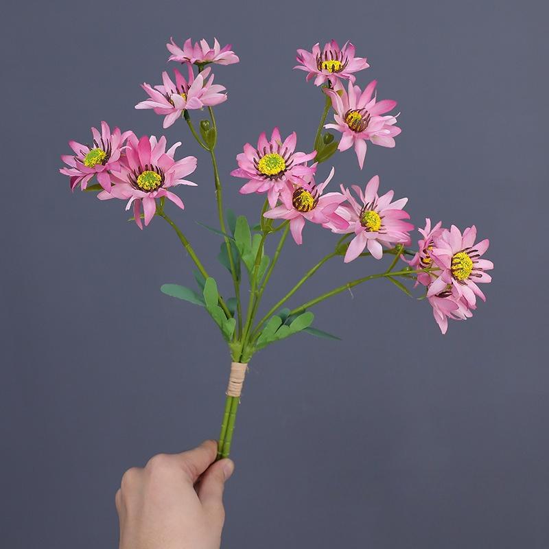 Pastoral Style Artificial Flowers Silk Daisy Bouquet Office Decor Fake Flower Simulation Orange Chamomile Room Decoration