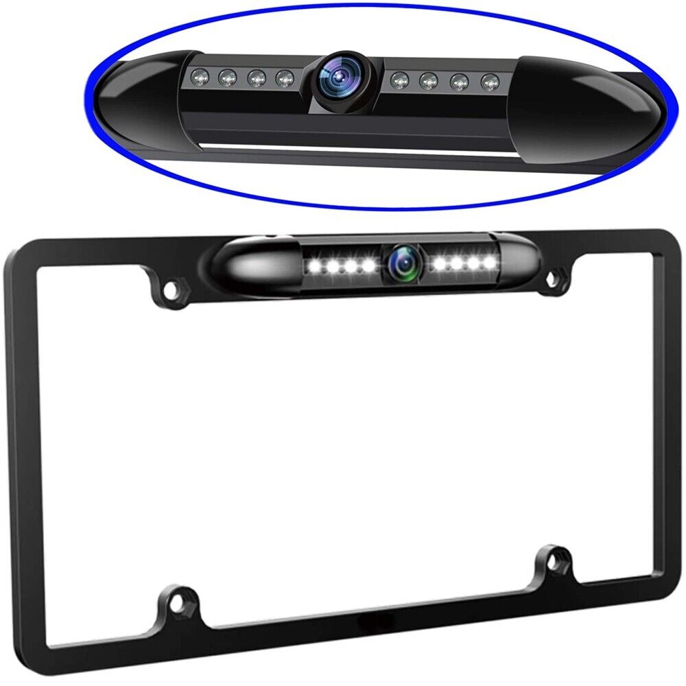 US License Plate Metal Frame Car License Plate Frame Auto Reverse Backup Rear View Camera CMOS HD LED Night Vision