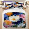 Flower Painting Pattern Bedding Quilt Set Quilt Cover Pillowcase Home Decoration Birthday Gift (1 * duvet cover + 2 * pillowcase, without core)