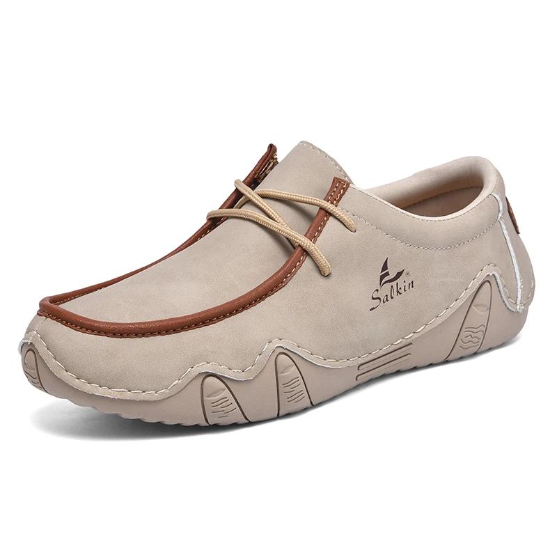 Fashion New Trend Non-Slip Male Loafers Comfortable Ultralight Men's Hiking Shoes Casual Leather Treking Footwear Leisure Walk Sneakers