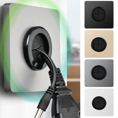 1Pcs 86Type Wall Blank Panel With Outlet Hole Decorative Cover Cable Socket With Rubber Pad Cable Organizer Storage