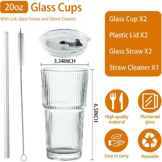 Aesthetic Textured Glass Cup – Premium Soda Lime Glass Tumbler for Cocktails, Juice & Water