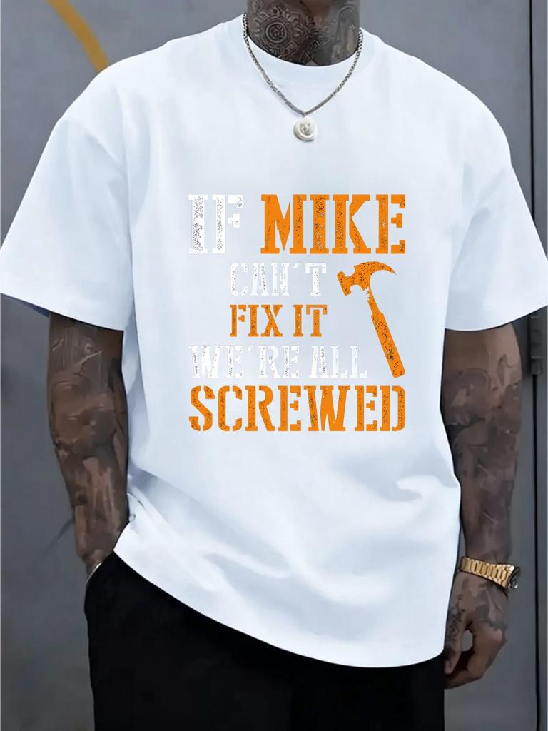 Vintage Mike Quote Hammer Text Print Unisexs Short Sleeve Tee Crew Neck Humor RepairUnisex Slogan Casual Outdoor Daily Comfort Top