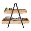 Plateau en jacinthe d'eau et métal noir et bois 42 x 23 x 43,5 cm