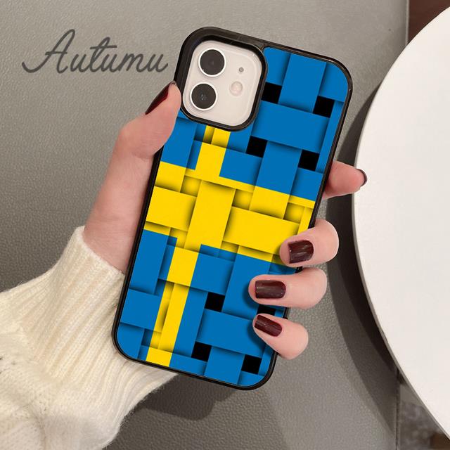 Schweden Flagge Handyhülle für iPhone 11 12 13 14 Pro Max mini X XR XS SE 2020 5 6S 7 8 Plus Samsung Galaxy S21 S22 Hülle
