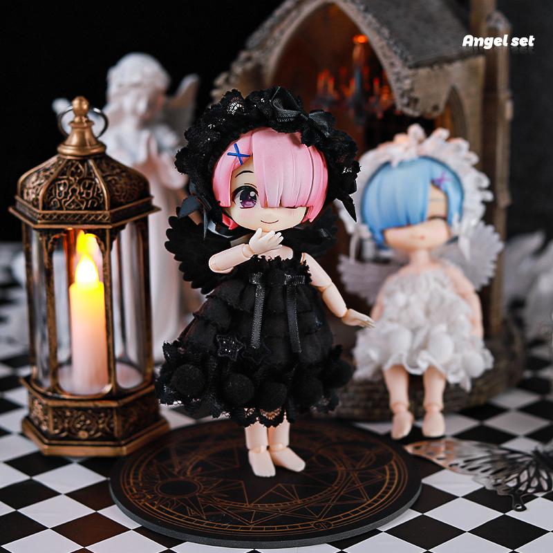 OB11 Baby Clothes Angel Suit Black And White For Ob11 1/12 Doll Outfit Daily Casual Accessories For Children Diy