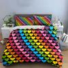 Colorful Heart Pattern Decor Set Soft Comfortable Duvet Cover Bedding Set Included 1*Duvet Cover & 2*Pillowcases, Gift