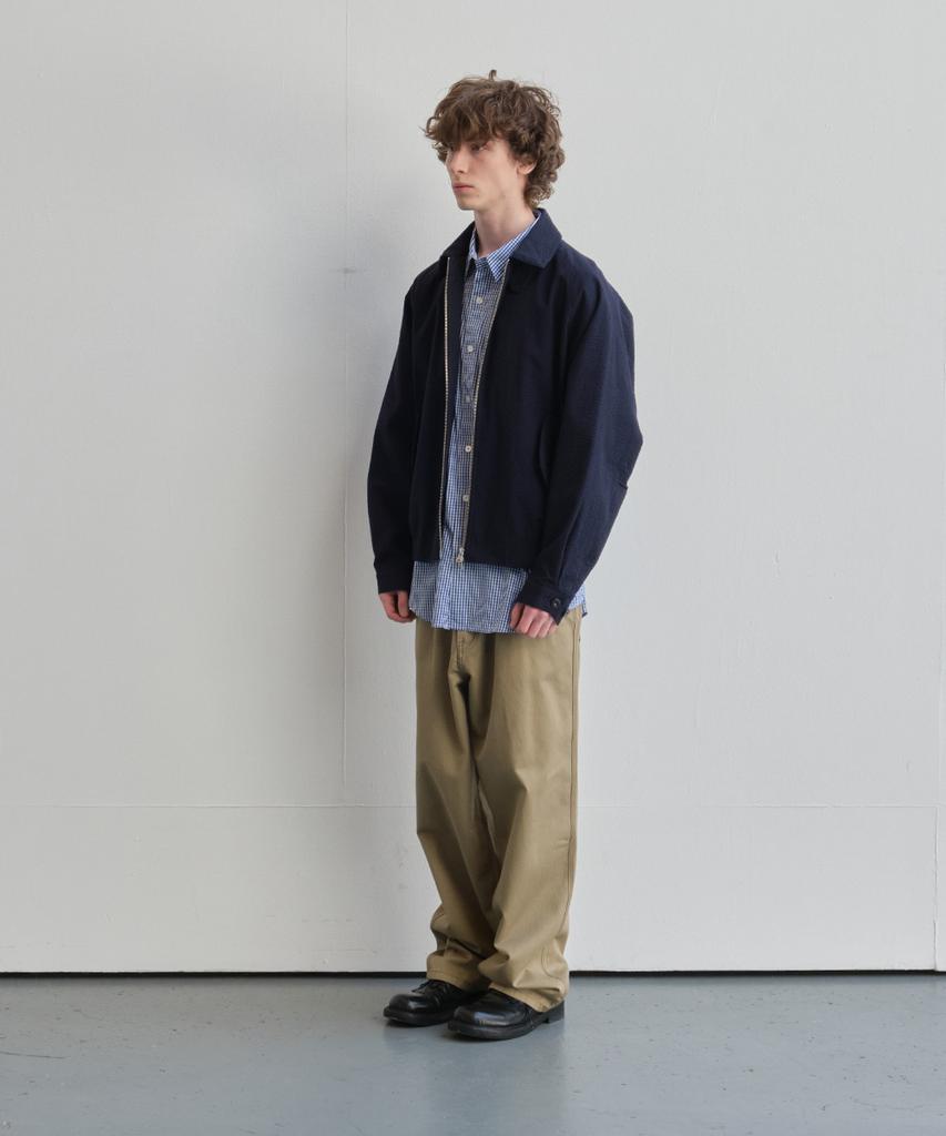 Horlisun Visitor Harrington Seersucker Jacket Navy