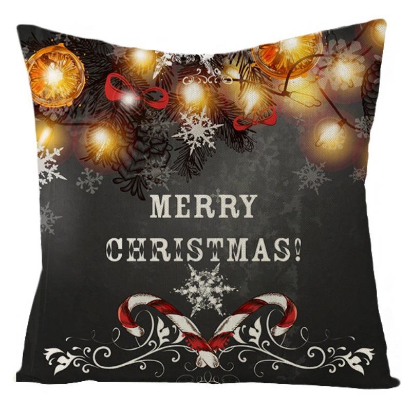 New Christmas Snowman Christmas Tree Linen Pillow Cover Festive Home Sofa Pillow Cover