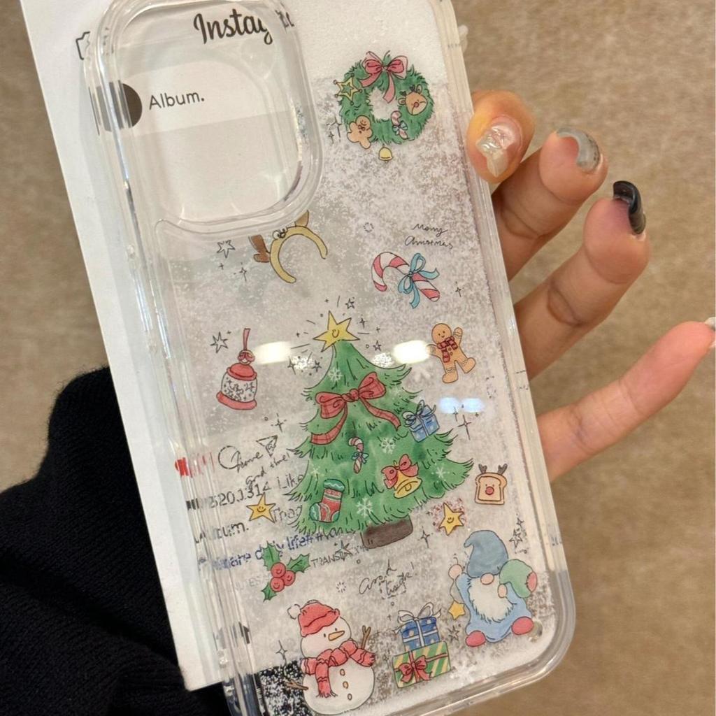 Winter Quicksand Snowflake Christmas Tree Is Suitable for Apple 11Promax Mobile Phone Case 11promax Large Hole Anti-drop Explosion