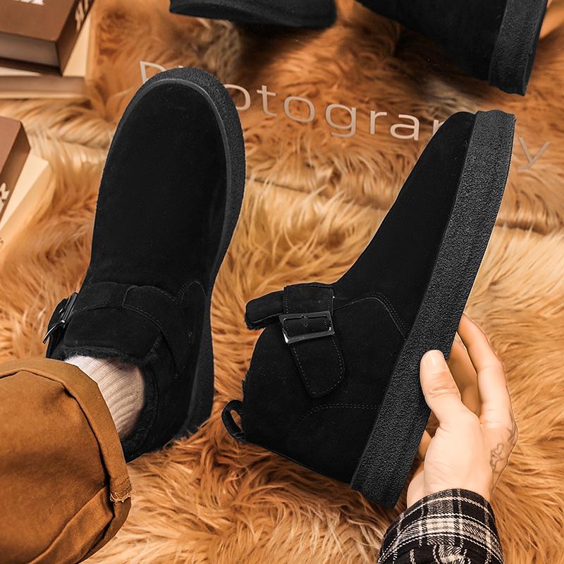 Men's Winter Casual Fashion Anti Slip Hight Top Wear-resistant Thick Soled Outdoor Cotton Shoes Plush Comfort Indoor Tide Shoe