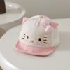 Children's Bow-tie Cat Soft Brimmed Hat With Brim - Sun Hat For Girls' Casual Wear