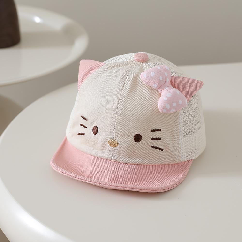 Children's Bow-tie Cat Soft Brimmed Hat With Brim - Sun Hat For Girls' Casual Wear