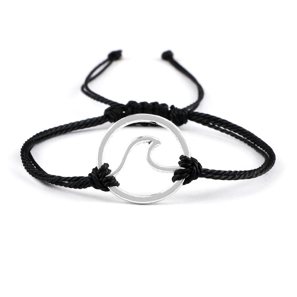 Bohemian Wax Rope Braied Bracelet for Women Men Charm Waves Adjustable Bangles Lucky String Bracelets Friends Gift Wrist Jewelry