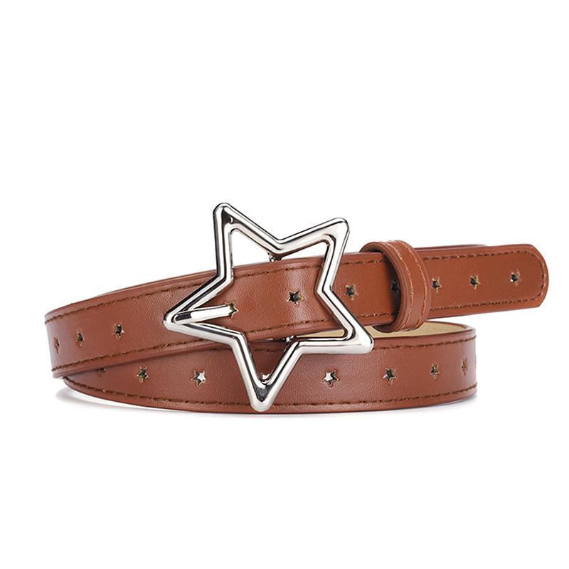 Pu Leather Pentagram Buckle Waistband Elegant Waistbands For Women Girls Sweet Dress Pants Decoration Waist Belt