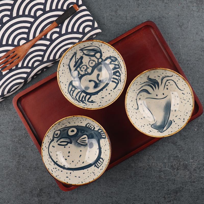 Japanese household ceramic rice bowl noodle bowl soup bowl dessert bowl Korean ice bowl creative retro tableware hat
