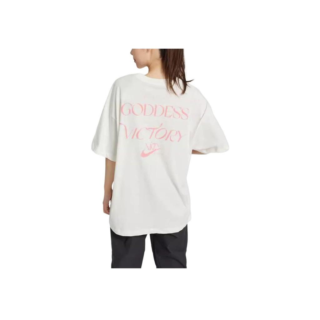 Nike Short-Sleeve Round Neck T-Shirt With Letter Logo Print Women Tops White FB8218-133