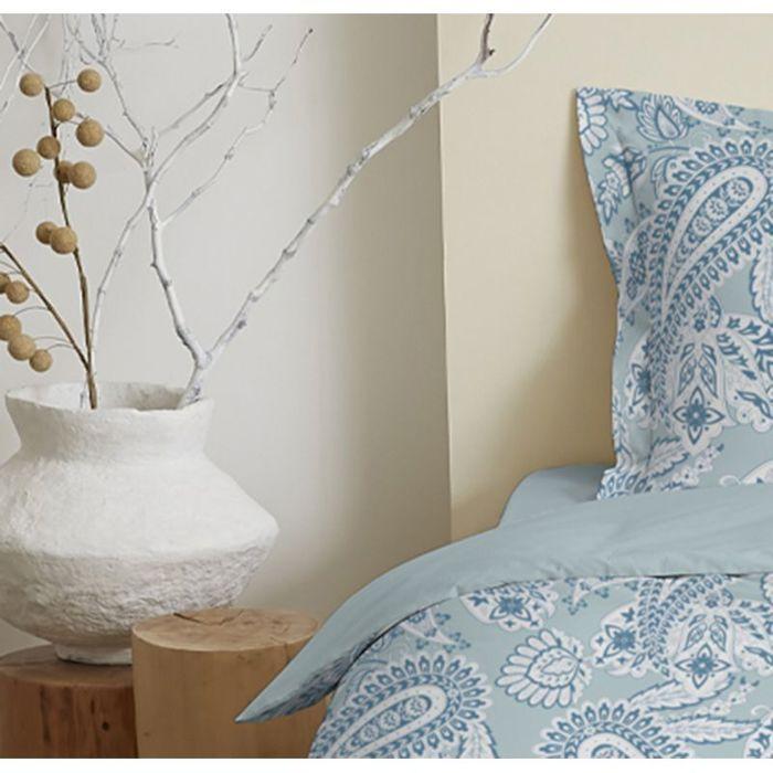 Parure de draps 3 pièces pour lit 90 x 190 cm Cachemire bleu