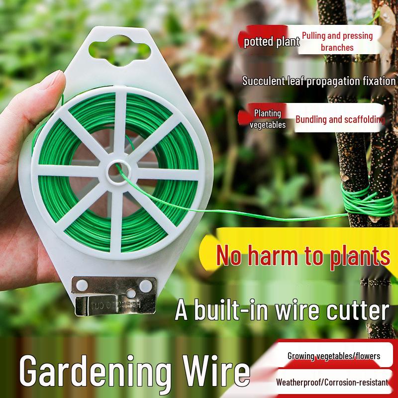Green Plant Tie Wire for Gardening - Secure Flowers, Roses, and Vegetables