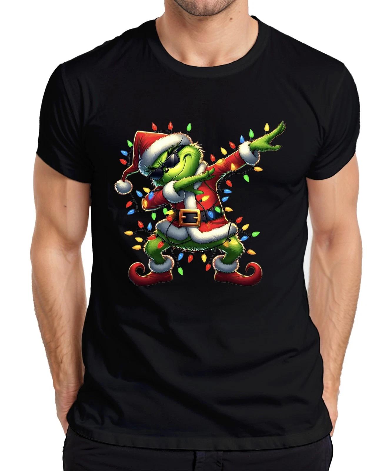 Grinch Dabbing Weihnachten Santa Lichterkette Lustig Geschenk Herren T-Shirt XXL